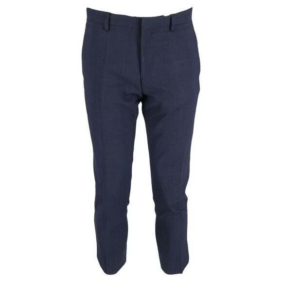 Burberry Slim Fit Trousers in Navy Blue Wool